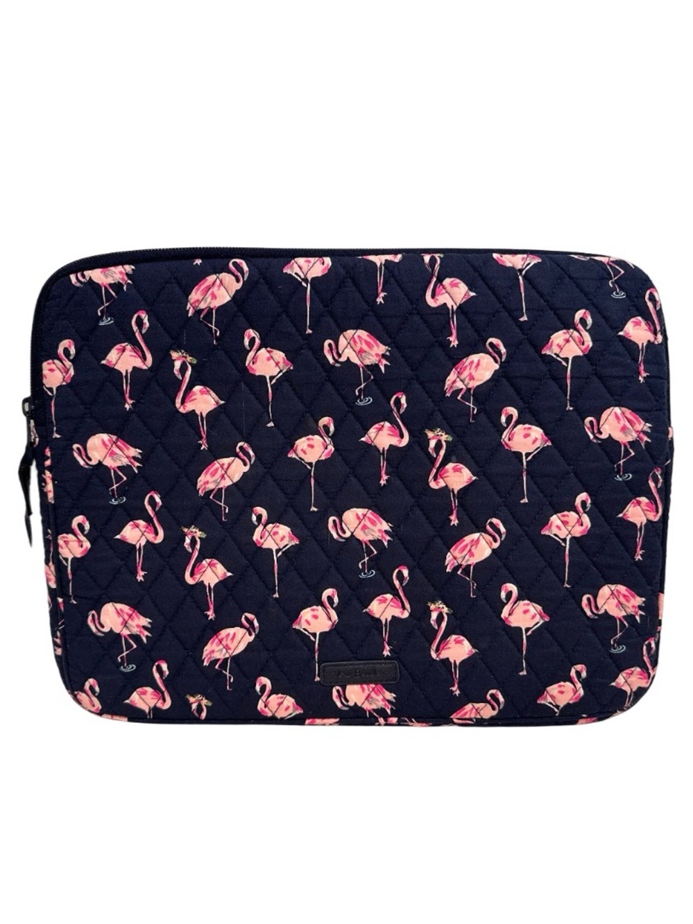 Vera Bradley Laptop Sleeve Case - Flamingo Fiesta 13-14”- Navy & Pink Quilted - Picture 4 of 11